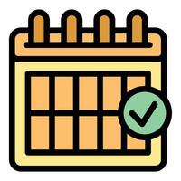 Calendar page with check mark showing scheduled event or deadline vector