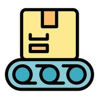 Cardboard box moving on conveyor belt in automated warehouse logistic system vector