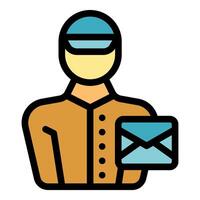 Postman holding envelope delivering mail delivering correspondence vector