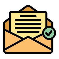 Email marketing campaign showing successful sending with check mark icon vector