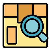 Magnifying glass exploring parcel tracking or cadastral map vector