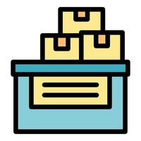 Cardboard boxes stacked on top of storage container symbolizing inventory management vector