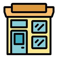Small business storefront building showing closed door and large windows vector