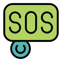 Sos chat bubble showing power off status icon, emergency notification concept vector