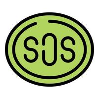 Green sos button showing emergency alert signal vector