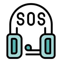 Headset showing sos signal requesting urgent assistance vector
