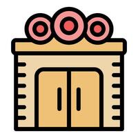 Pawn shop building with three golden balls sign showing accepting pledged items vector