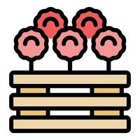 Pink candyfloss on wooden pallets displaying sweetness and summer vibes vector