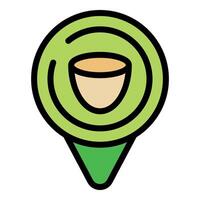 Green location pin icon showing acorn symbol vector