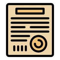 Official document with stamp and lines representing text and header vector