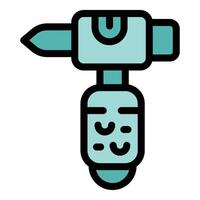 Electric demolition hammer breaking concrete structures icon vector