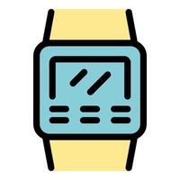 Modern smartwatch showing time and displaying menu options vector