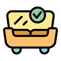 Comfortable sofa with check mark representing furniture quality and approval vector