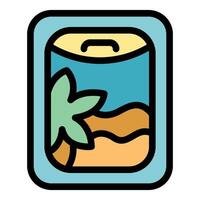 Tropical soda can evoking exotic beach vibes and refreshment vector