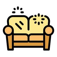 Sofa cleaning with detergent and rotating brush showing before and after effect vector