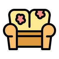 Dirty sofa showing wear and tear with stains and rips vector