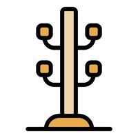 Hall tree standing on floor with four hooks for hanging clothes vector