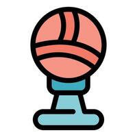 Pink sphere balancing on a stand, minimalist design icon vector