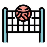 Volleyball ball passing over the net during a dynamic match vector