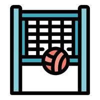 Volleyball ball passing through the net during a dynamic match vector