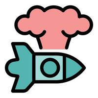 Rocket launch starting with smoke cloud, business startup concept vector