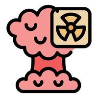 Atomic bomb exploding with radiation symbol, threat of nuclear war vector