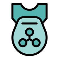 Chemical flask with molecule icon representing scientific experiment vector