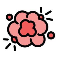 Pink cloud computing expanding with red data core and shining particles vector