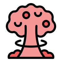 Atomic bomb exploding creating mushroom cloud with red and pink colors vector