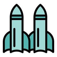 Two nuclear weapons ready for launching representing military power and global conflict vector