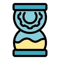 Hourglass measuring passing time with gear symbol representing productivity and efficiency vector