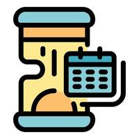 Hourglass measuring passing time with calendar icon symbolizing deadline or schedule vector