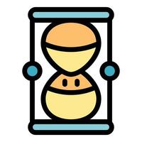 Hourglass measuring time with falling sand inside frame vector