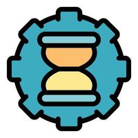 Hourglass inside gear representing time management and efficiency vector