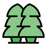 Two evergreen trees growing side by side in a lush forest environment vector
