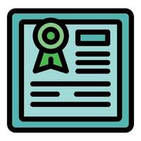 Official document with green ribbon and seal representing certification vector