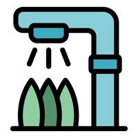 Smart farm system watering plants with new technology vector