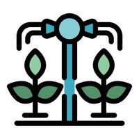 Smart farm watering plants using automatic sprinkler system vector
