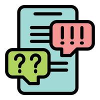 Document with question and exclamation marks representing online communication vector