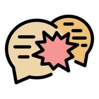 Two speech bubbles colliding creating a star shaped explosion, communicating aggressively vector