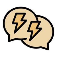Two speech bubbles exchanging lightning bolts symbolizing brainstorming and innovative ideas vector