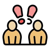 Two people having a lively discussion with exclamation and question marks vector