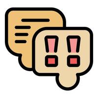 Two speech bubbles showing warning message with exclamation marks vector