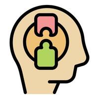 Puzzle pieces fitting together inside human head representing problem solving vector