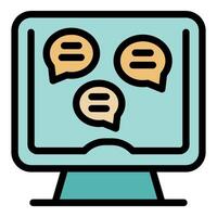 Computer screen displaying chat bubbles, online communication and messaging vector