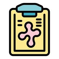 Medical clipboard showing bacteria analysis results, healthcare document icon vector