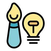 Smiling paintbrush and light bulb symbolizing creative idea generation vector