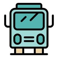 Turquoise bus waiting at the bus stop vector
