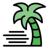 Green palm tree blowing in the wind on tropical island paradise vector