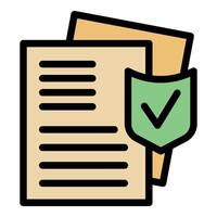 Secure documents with shield and checkmark, ensuring data protection and confidentiality vector